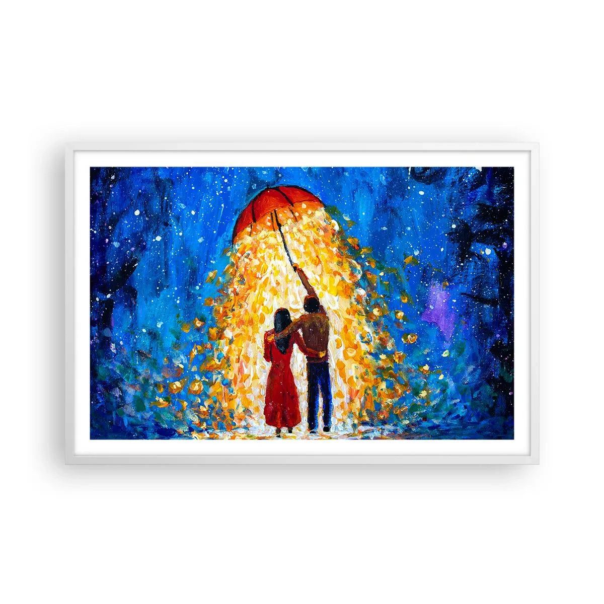 Pôster em moldura branca - A magia de uma noite chuvosa? - 91x61 cm