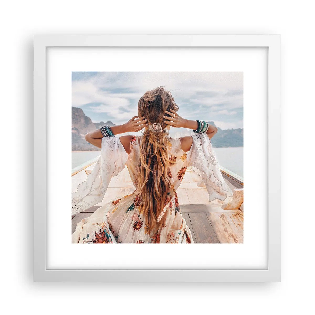 Pôster em moldura branca - A caminho da felicidade - 30x30 cm