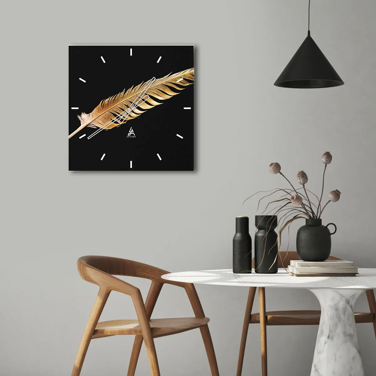 Relógio de parede - Relógio em vidro - É uma pena - 40x40 cm