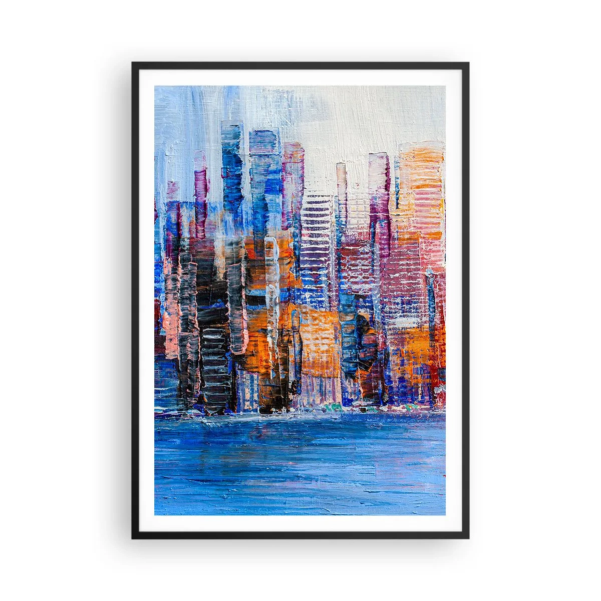 Pôster com moldura preta - Metrópole alegre - 70x100 cm