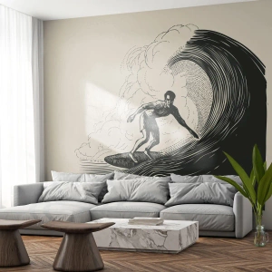 Papel de Parede Premium Sand - Rei da onda - Aceno, Surfar, Esporte - 100x70 cm