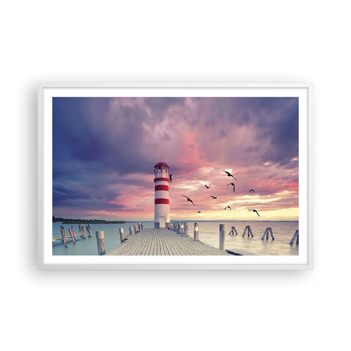 Pôster em moldura branca - Hora de ir ao porto - 91x61 cm