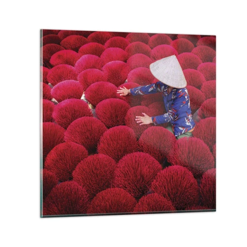 Quadro em vidro - No campo de arroz - 70x70 cm