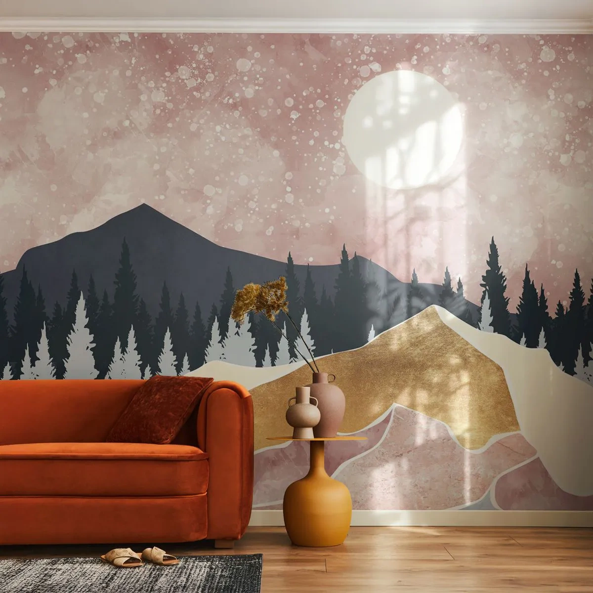 Papel de Parede Premium Sand - Ronda Noturna - Gráficos, Paisagem, Montanhas - 100x70 cm