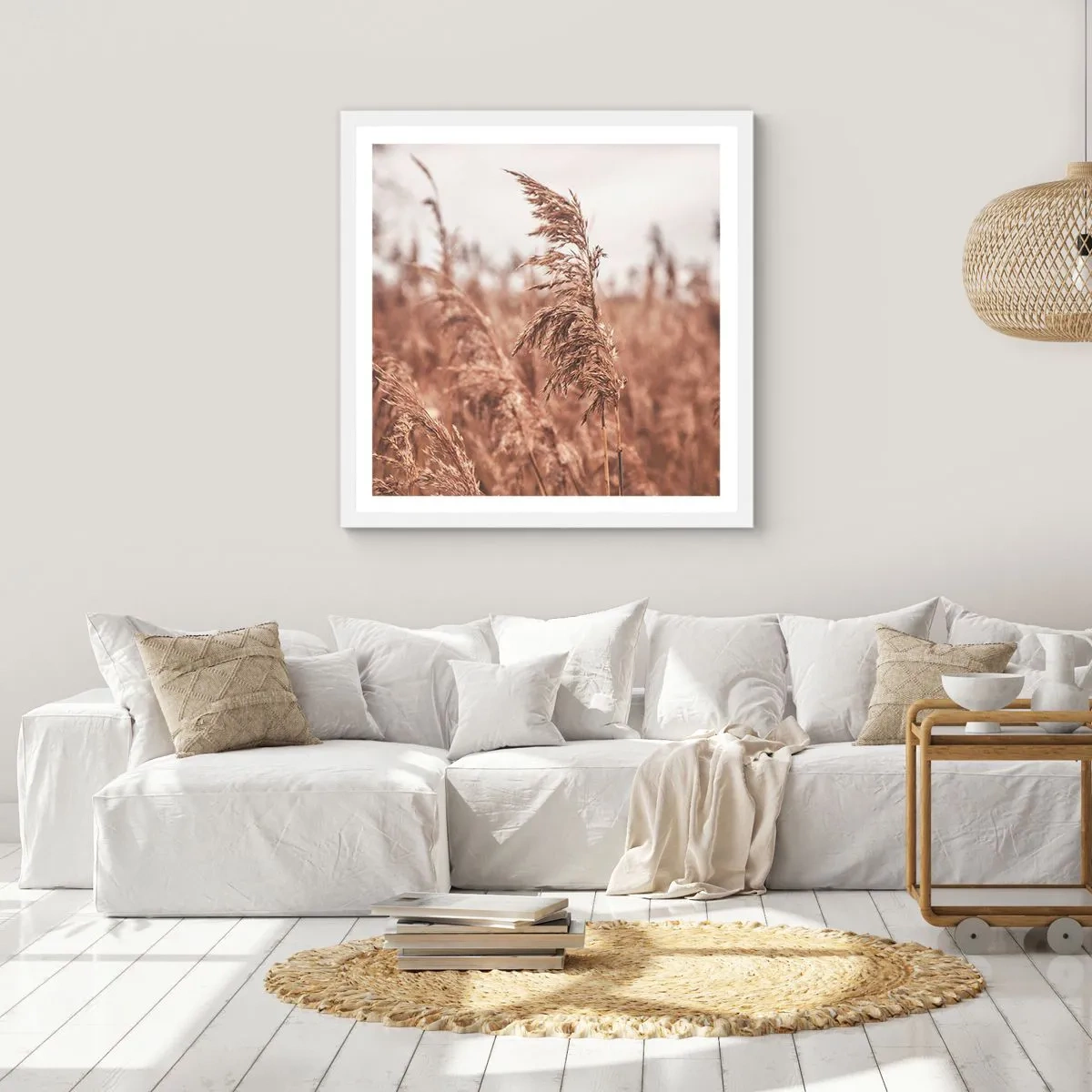 Pôster em moldura branca - O outono já chegou ao campo - 50x50 cm