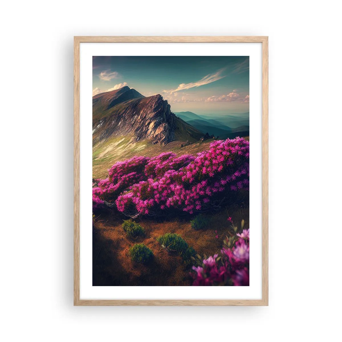 Pôster com moldura de carvalho claro - Verão nas montanhas - 50x70 cm