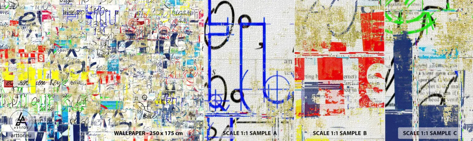 Amostra de papel de parede Premium Canvas - Simplesmente agradável aos olhos - Grafite, Mural, Juventude - 100x30 cm