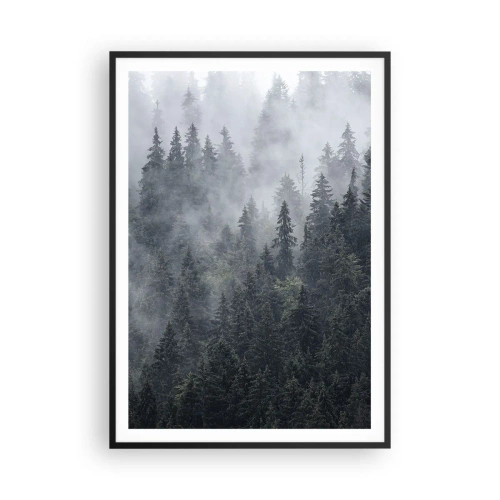 Pôster com moldura preta - O amanhecer da floresta - 70x100 cm