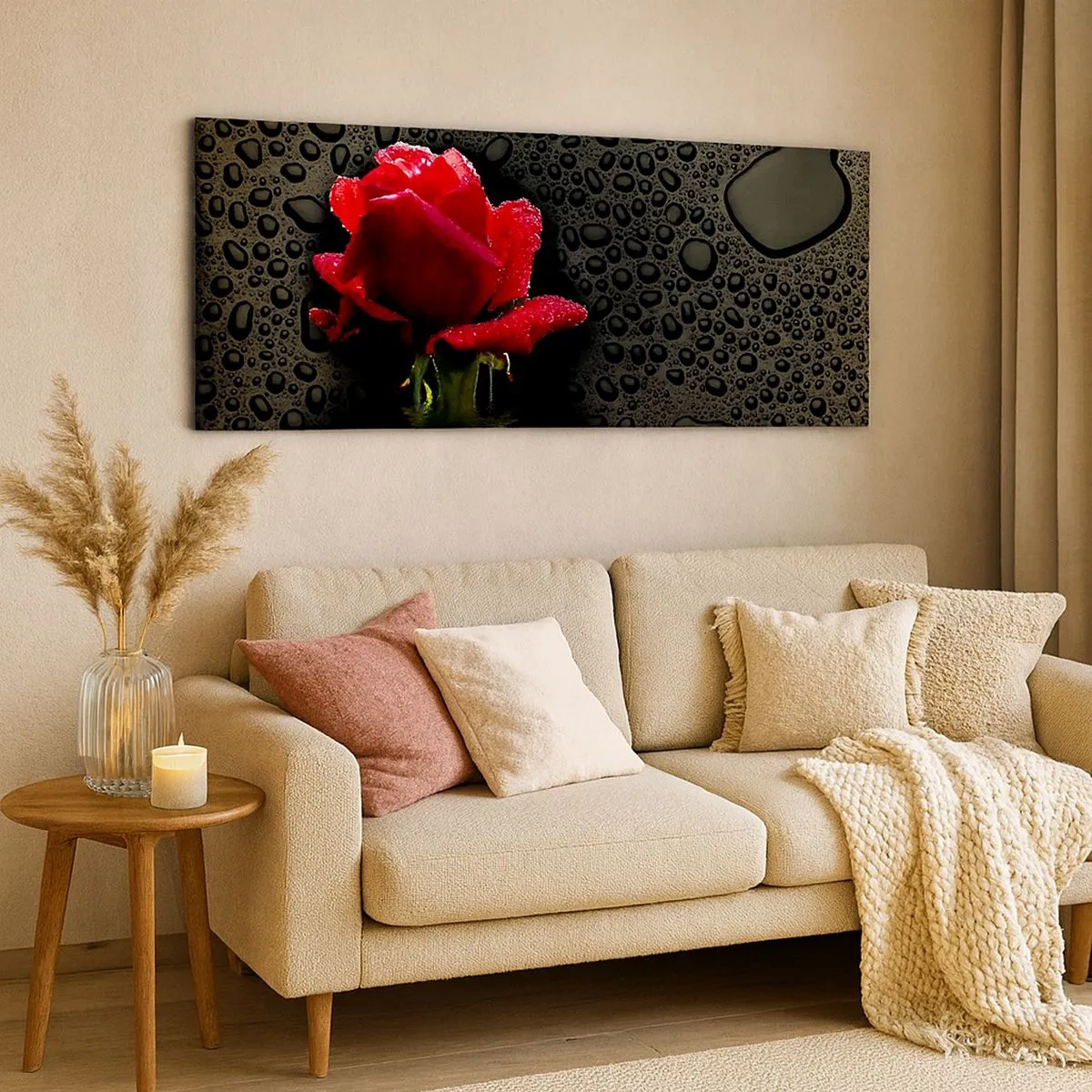 Quadro em tela - Vermelho e preto - 100x40 cm