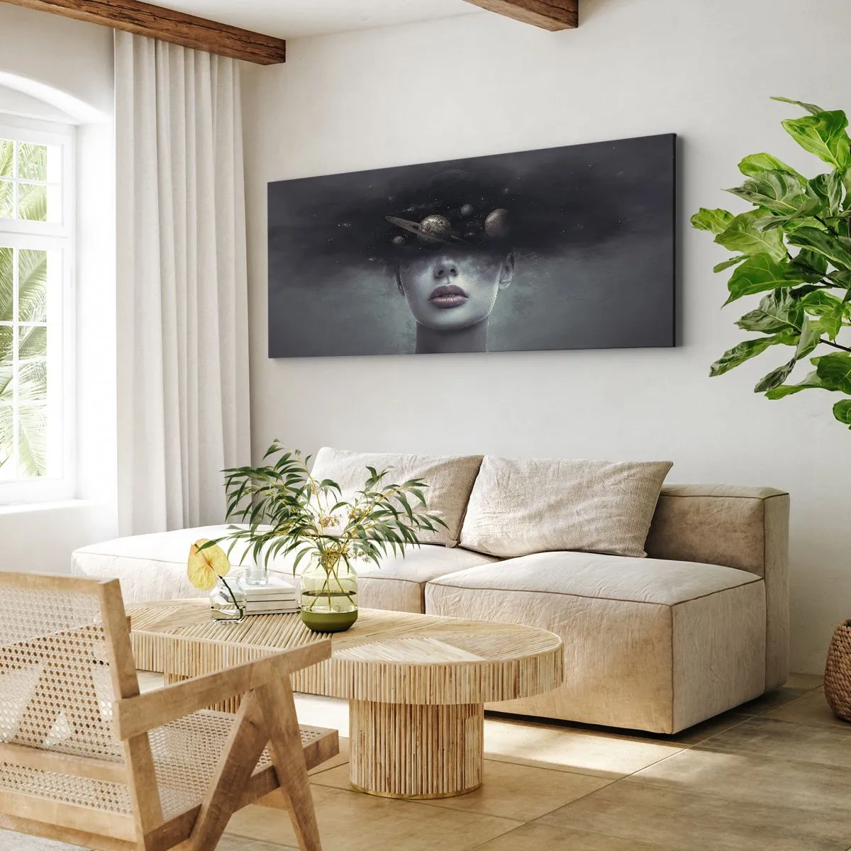 Quadro em tela - E os planetas estão a enlouquecer... - 100x40 cm