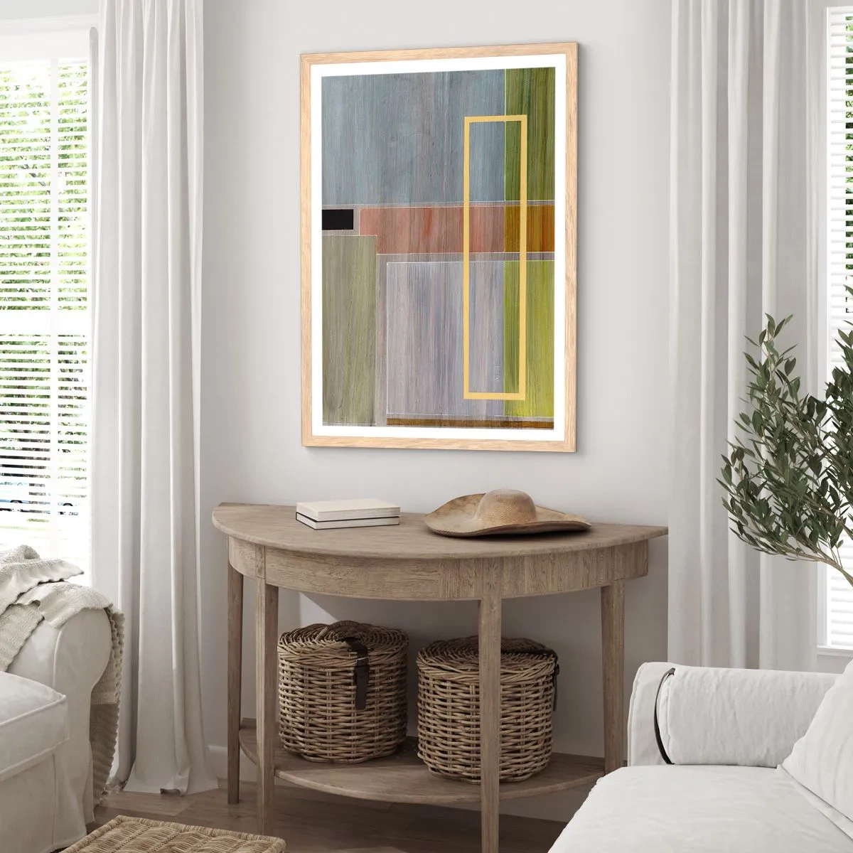 Pôster com moldura de carvalho claro - Simples e calmo - 61x91 cm