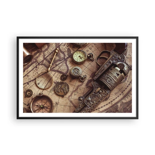 Pôster com moldura preta - A aventura nos chama - 91x61 cm