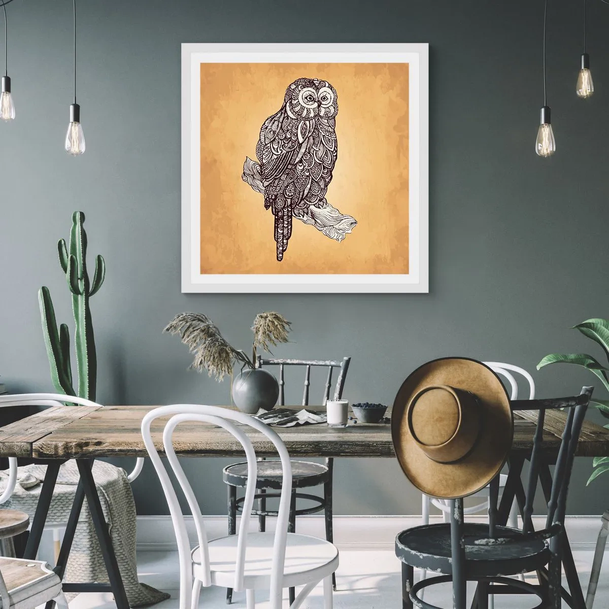 Pôster em moldura branca - Ornamentos intrincados de sabedoria - 60x60 cm