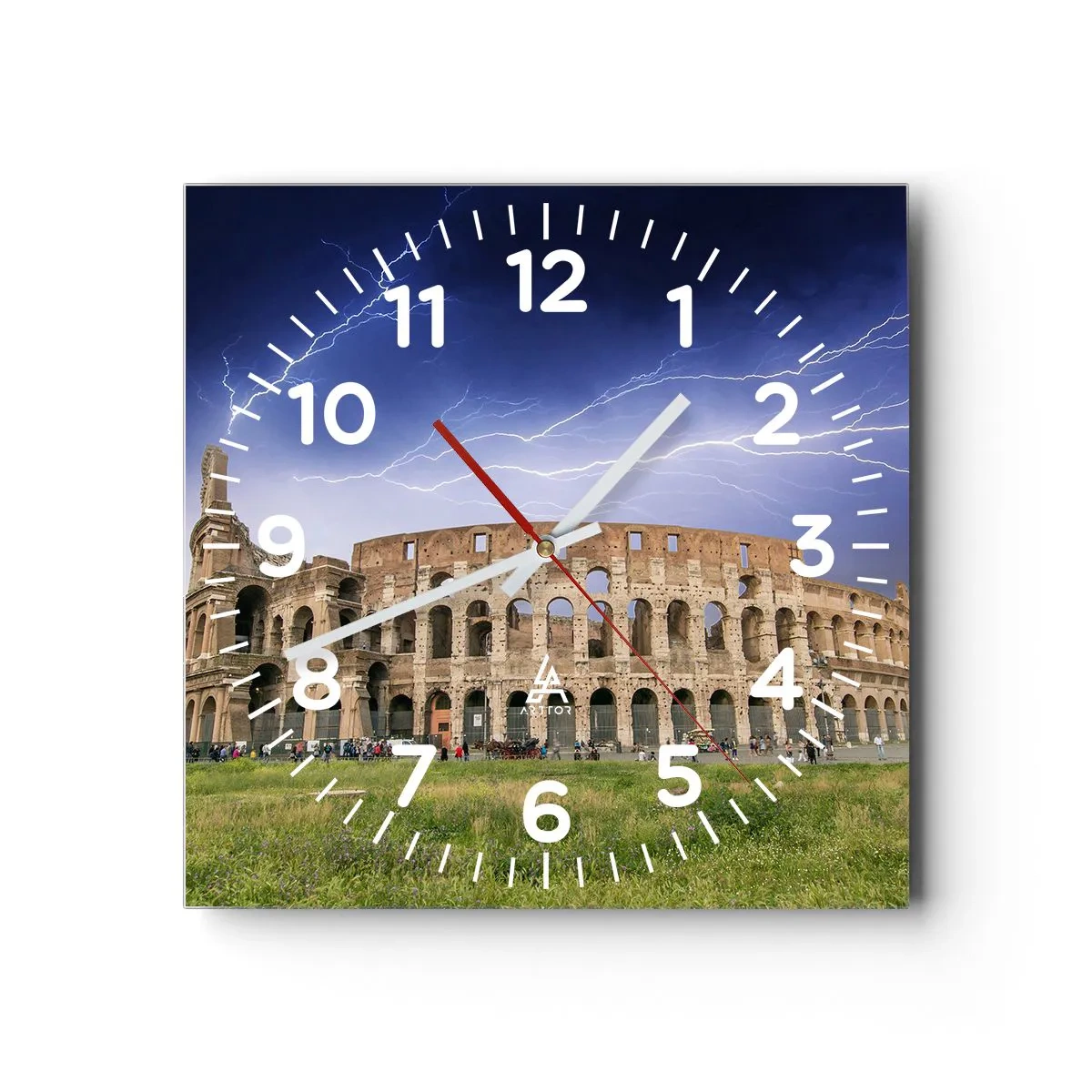 Relógio de parede - Relógio em vidro - Arena de combate - 40x40 cm