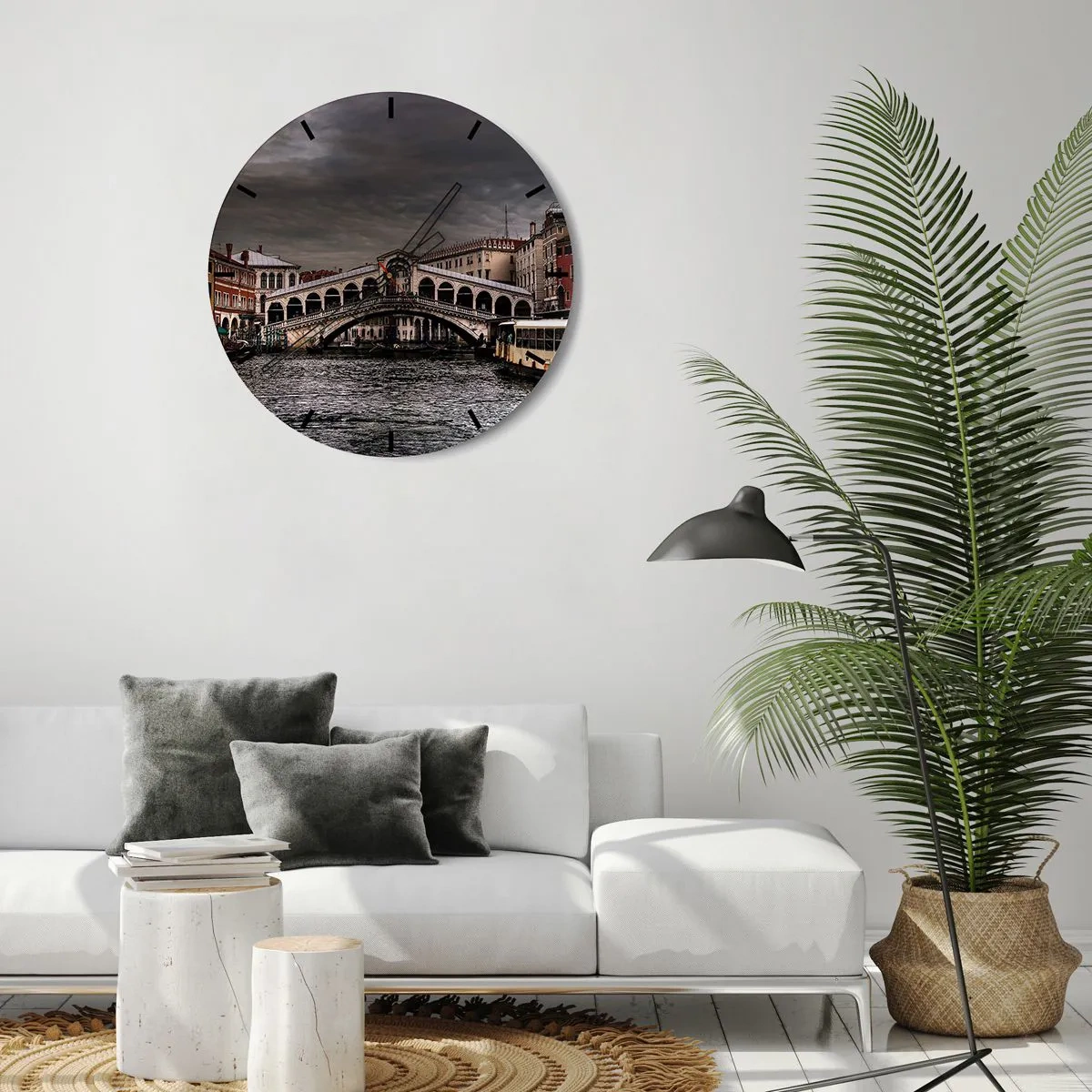 Relógio de parede - Relógio em vidro - A promessa de uma noite em Veneza - 40x40 cm