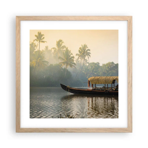 Pôster com moldura de carvalho claro - Casa no rio - 40x40 cm