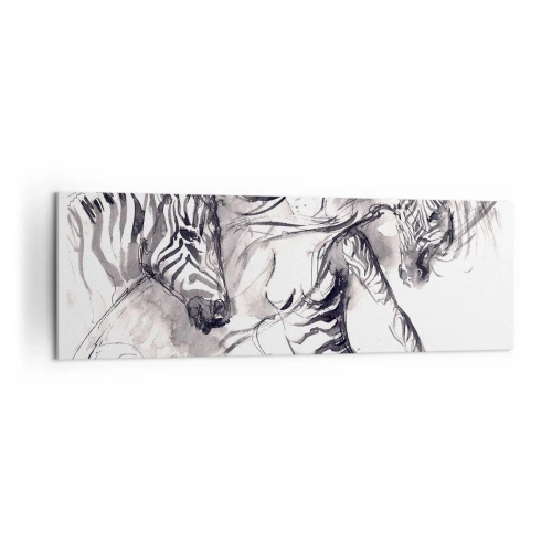 Quadro em tela - Dançando com as zebras - 160x50 cm