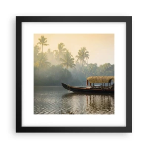 Pôster com moldura preta - Casa no rio - 30x30 cm