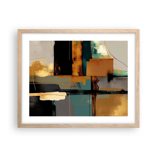 Pôster com moldura de carvalho claro - Abstração – luz e sombra - 50x40 cm