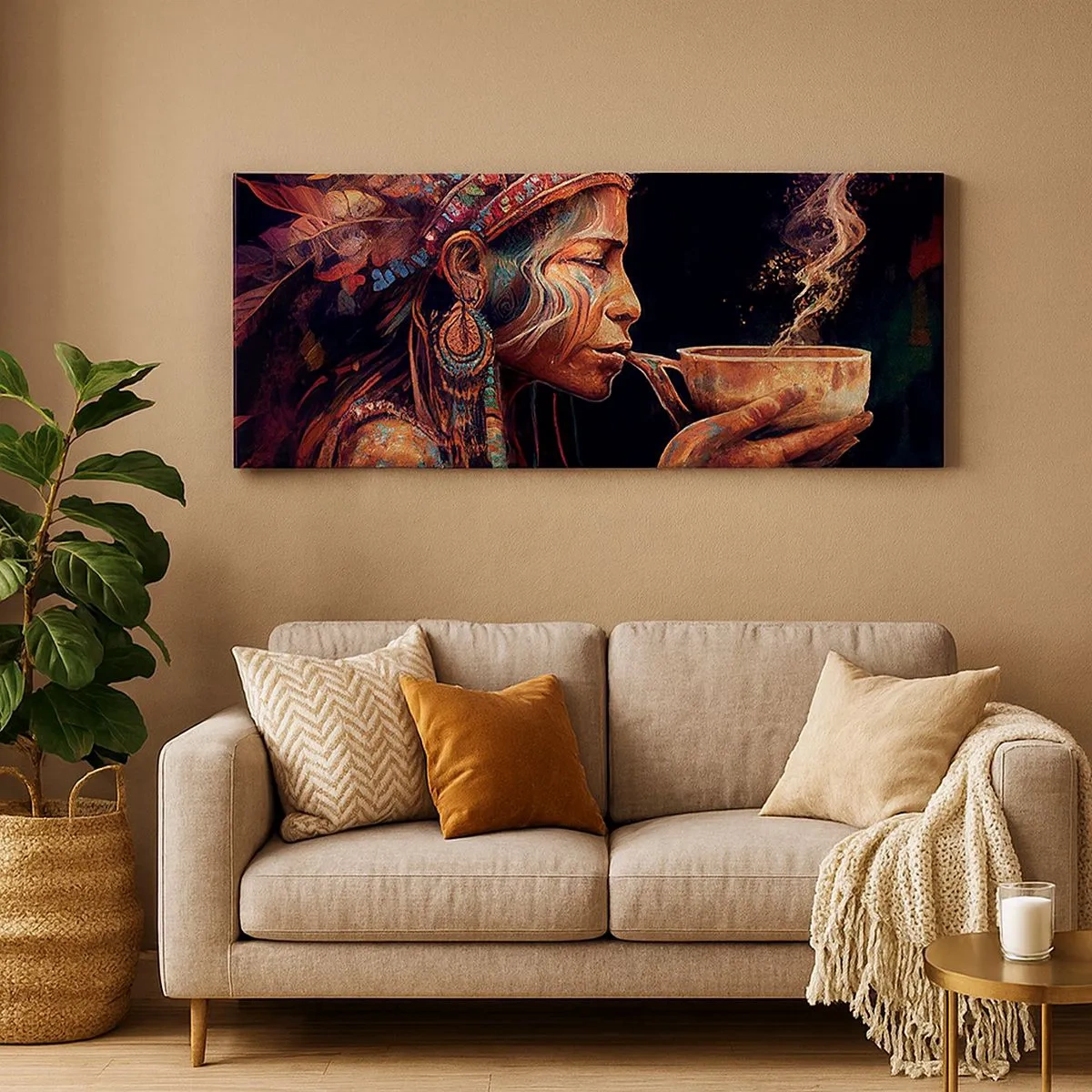 Quadro em tela - Ritual mágico - 100x40 cm