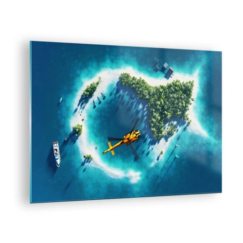 Quadro em vidro - Compre uma ilha para você - 70x50cm - Compre uma ilha para si - Decoração de parede moderna para a sala de estar e quarto ARTTOR