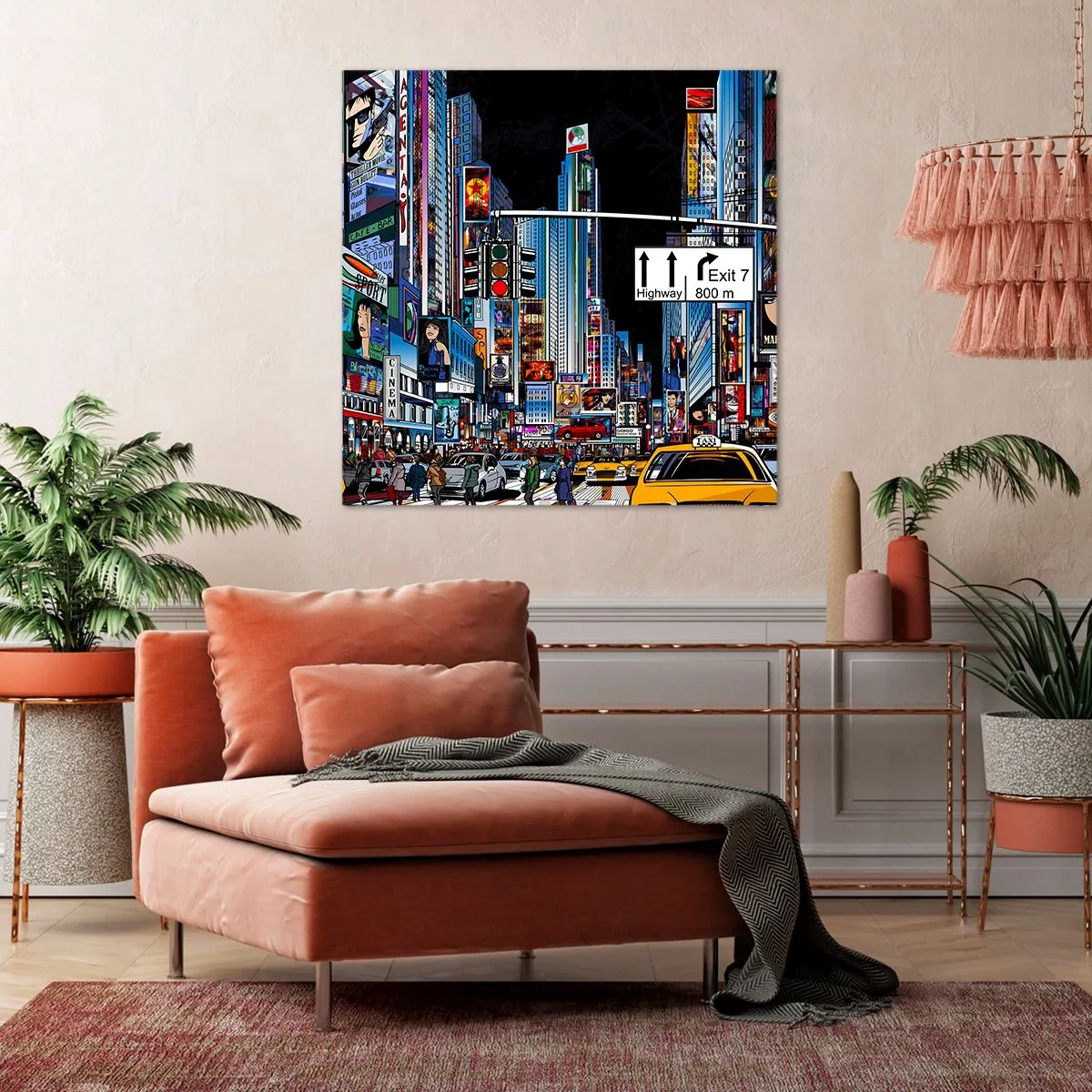 Quadro em tela - Grande Noite em Cartoon - 70x70 cm