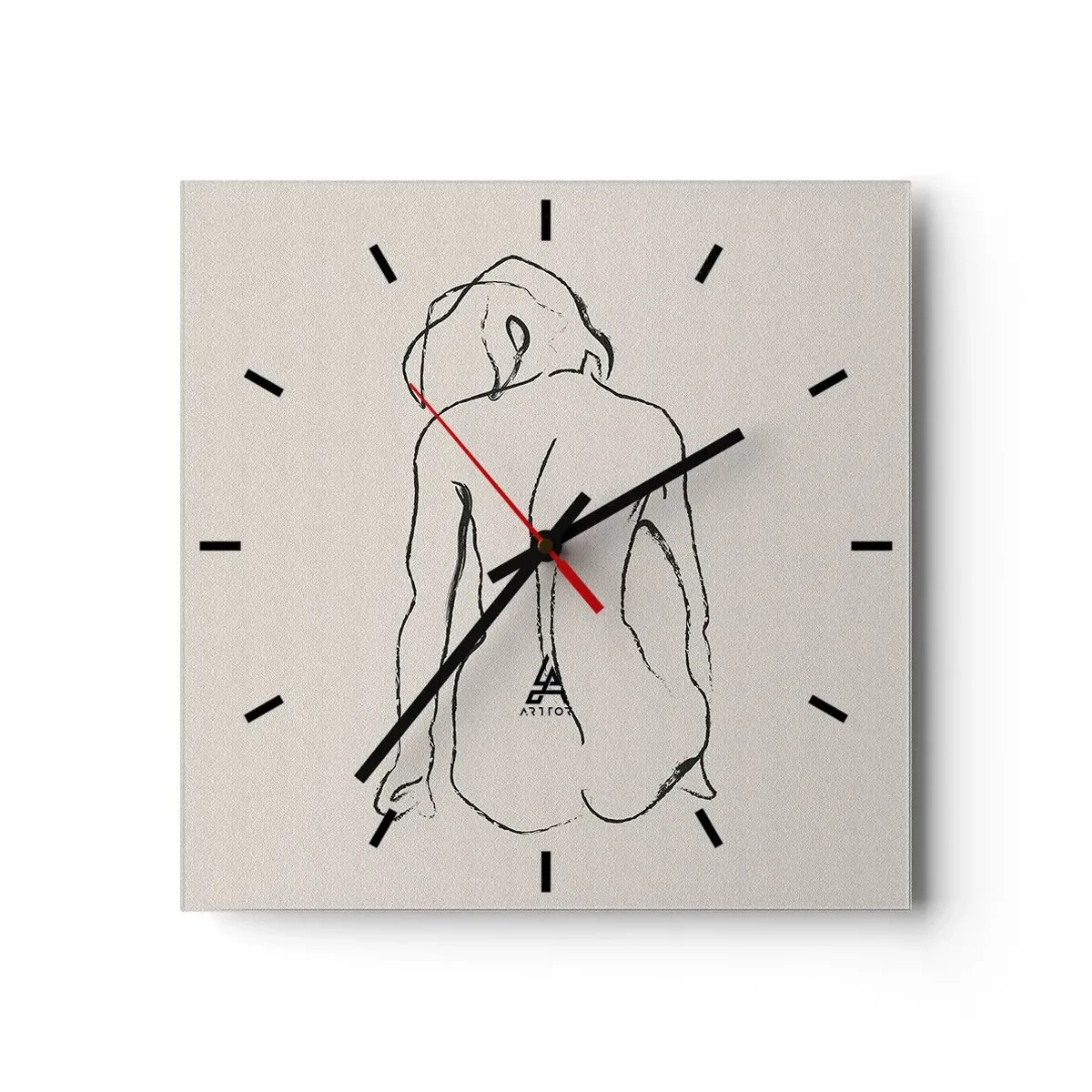 Relógio de parede - Relógio em vidro - Nu de rapariga - 30x30 cm