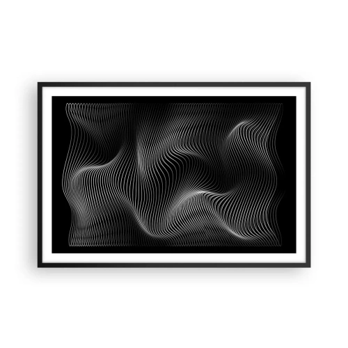 Pôster com moldura preta - Dança de luz no espaço - 91x61 cm