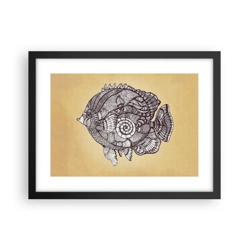 Pôster com moldura preta - De um oceano de enfeites - 40x30 cm