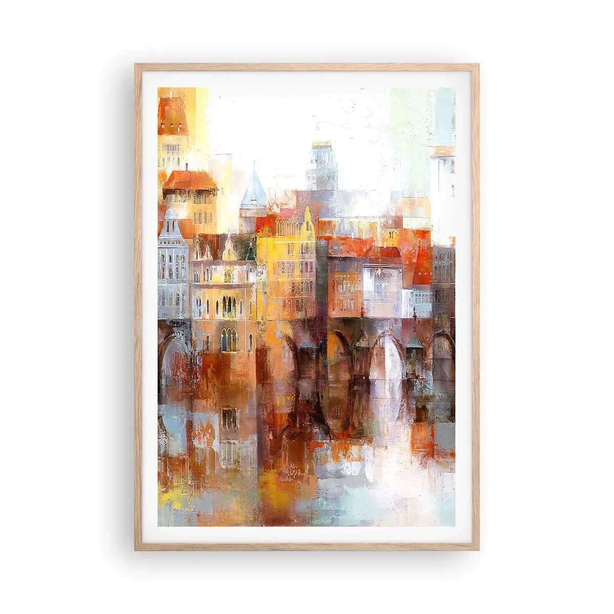 Pôster com moldura de carvalho claro - Debaixo da ponte também é bonito - 70x100 cm