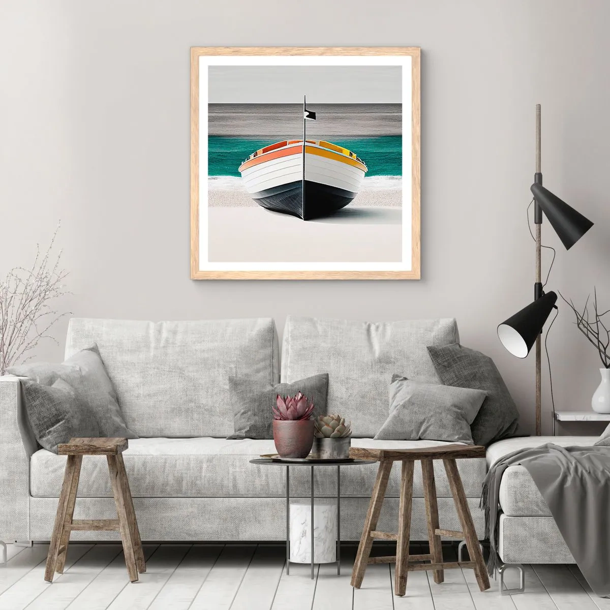 Pôster com moldura de carvalho claro - No seu lugar - 30x30 cm