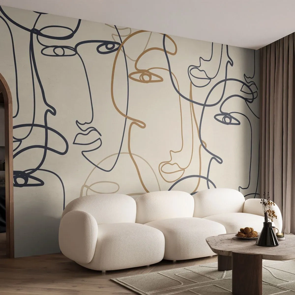 Papel de Parede Premium Sand - Retrato multiplicado - Abstração, Face, Gráficos - 350x256 cm