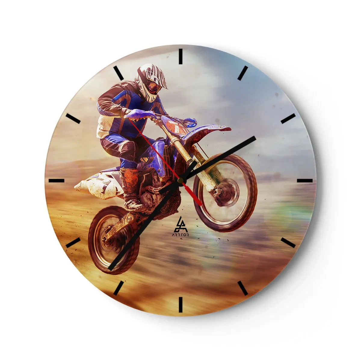 Relógio de parede - Relógio em vidro - Vertigem da motocicleta - 40x40 cm