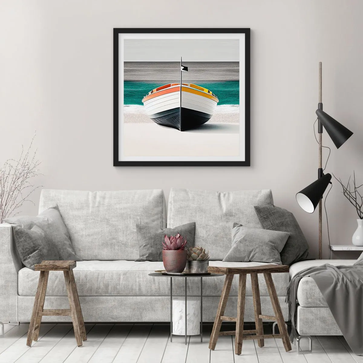 Pôster com moldura preta - No seu lugar - 30x30 cm