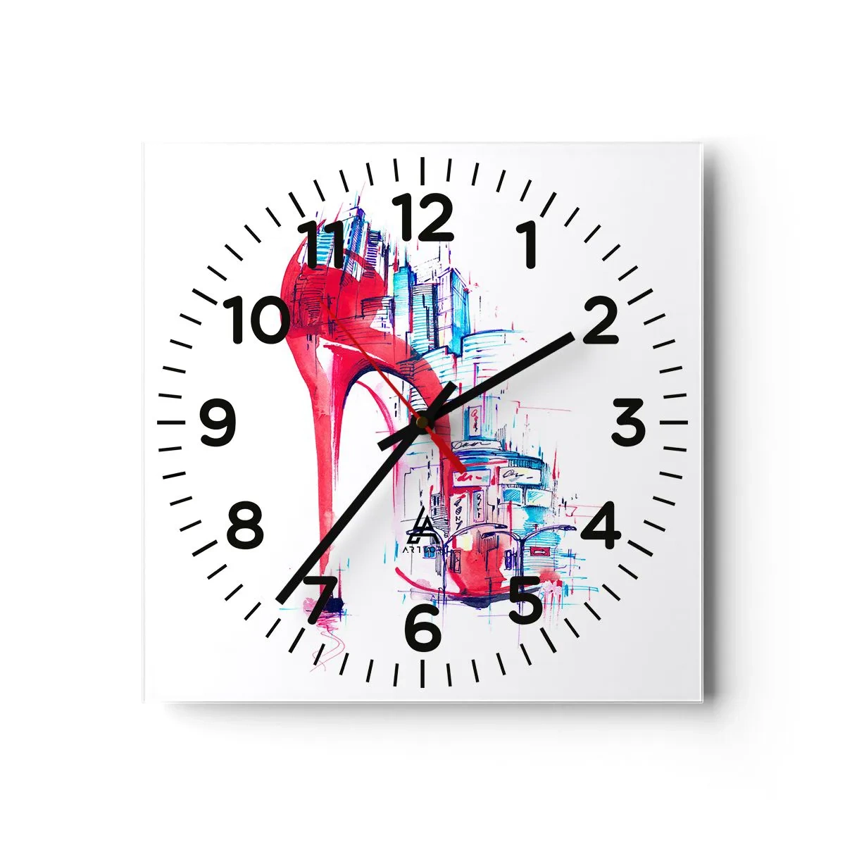 Relógio de parede - Relógio em vidro - Elegância metropolitana - 40x40 cm