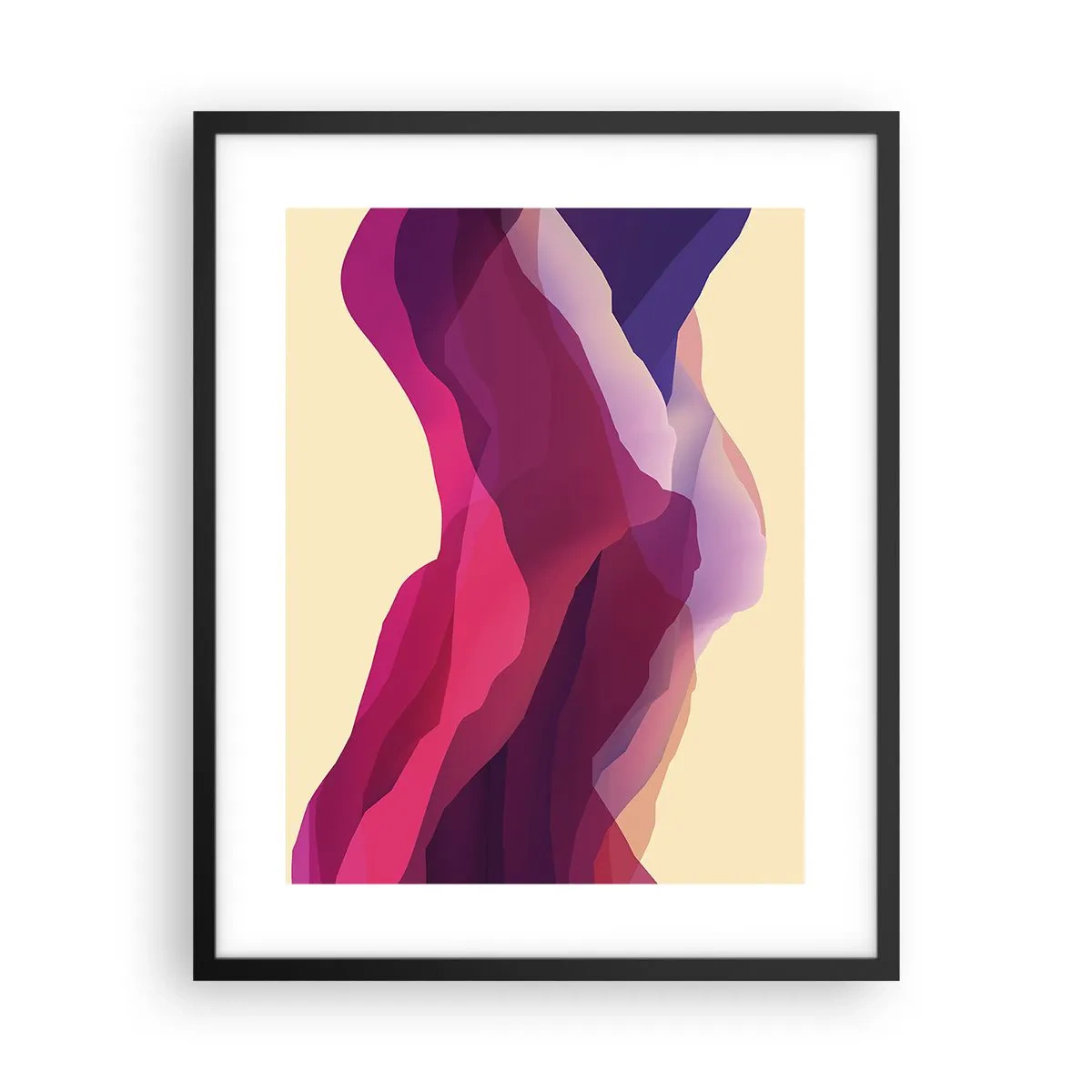 Pôster com moldura preta - Ondas de roxo - 40x50 cm