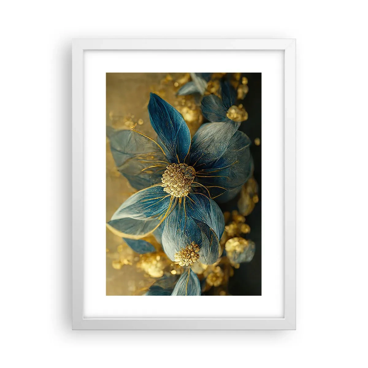 Pôster em moldura branca - Florescer com ouro - 30x40 cm