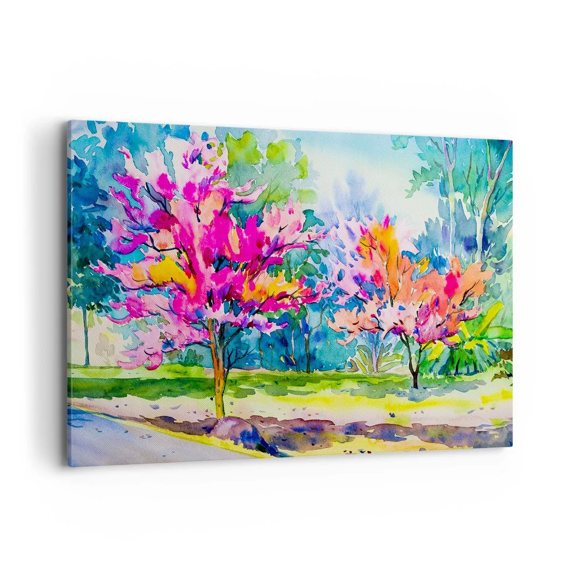 Quadro em tela - Um jardim arco-íris no brilho da primavera - 100x70 cm