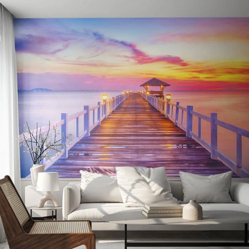 Papel de Parede Standard Eco - O silêncio lilás-dourado da noite - Paisagem, Mar, Baía - 250x175 cm