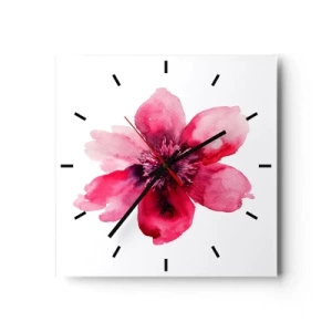 Relógio de parede - Relógio em vidro - Beijo carmim perfumado - 40x40 cm