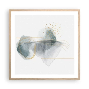 Pôster com moldura de carvalho claro - Sobre a relação entre o cinza e o dourado - 60x60 cm