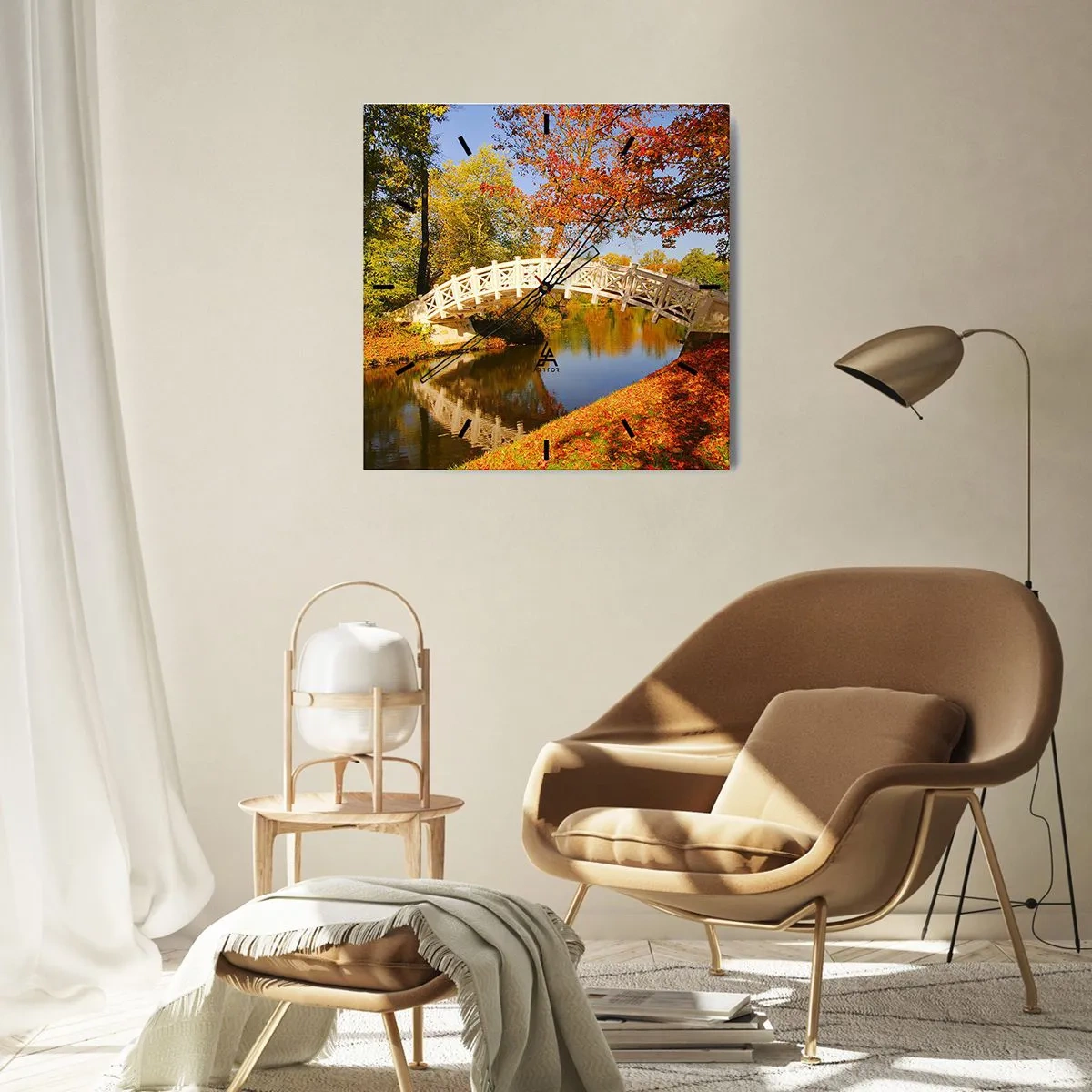 Relógio de parede - Relógio em vidro - Na ponte branca dos suspiros - 30x30 cm