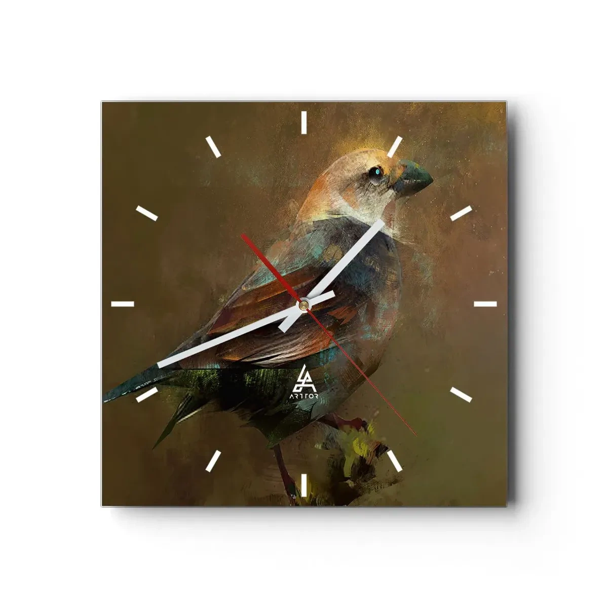 Relógio de parede - Relógio em vidro - Pardal, pequeno passarinho - 30x30 cm