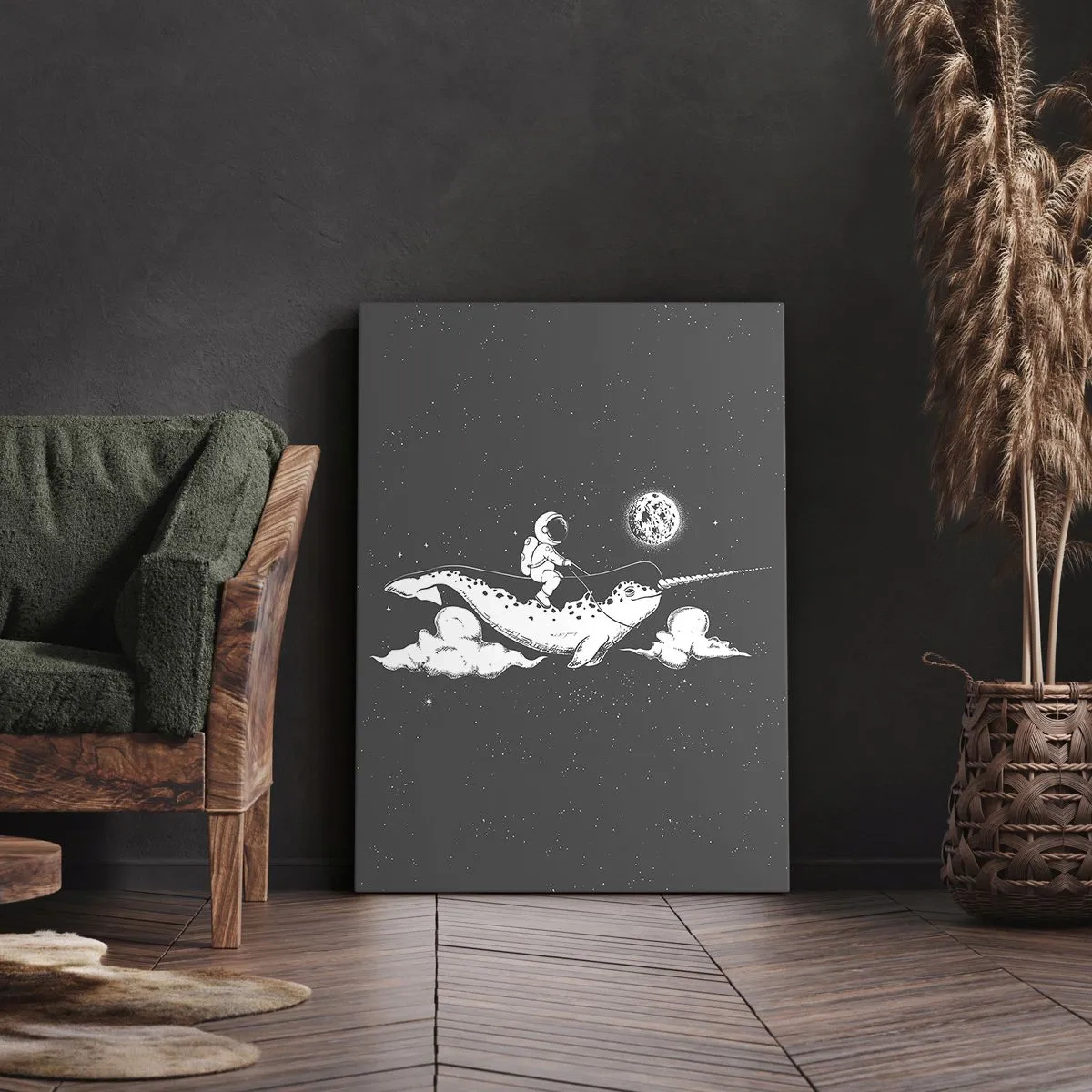 Quadro em tela - Cavaleiro Espacial - 45x80 cm
