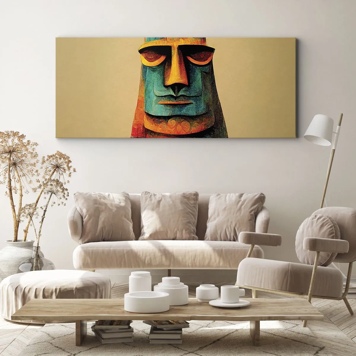 Quadro em tela - Escultórico e simpático - 100x40 cm