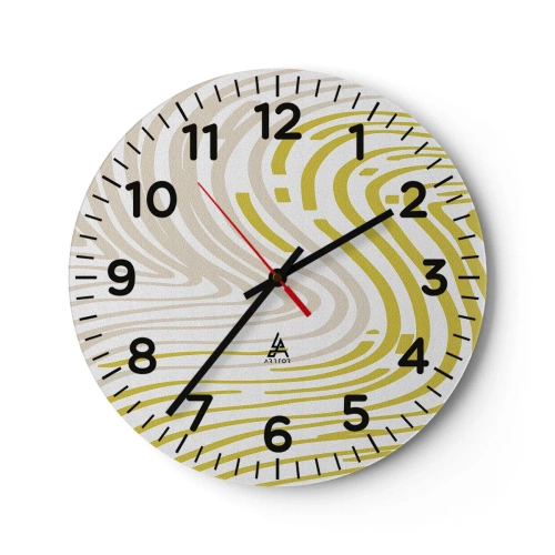 Relógio de parede - Relógio em vidro - Uma composição com uma curvatura suave - 30x30 cm