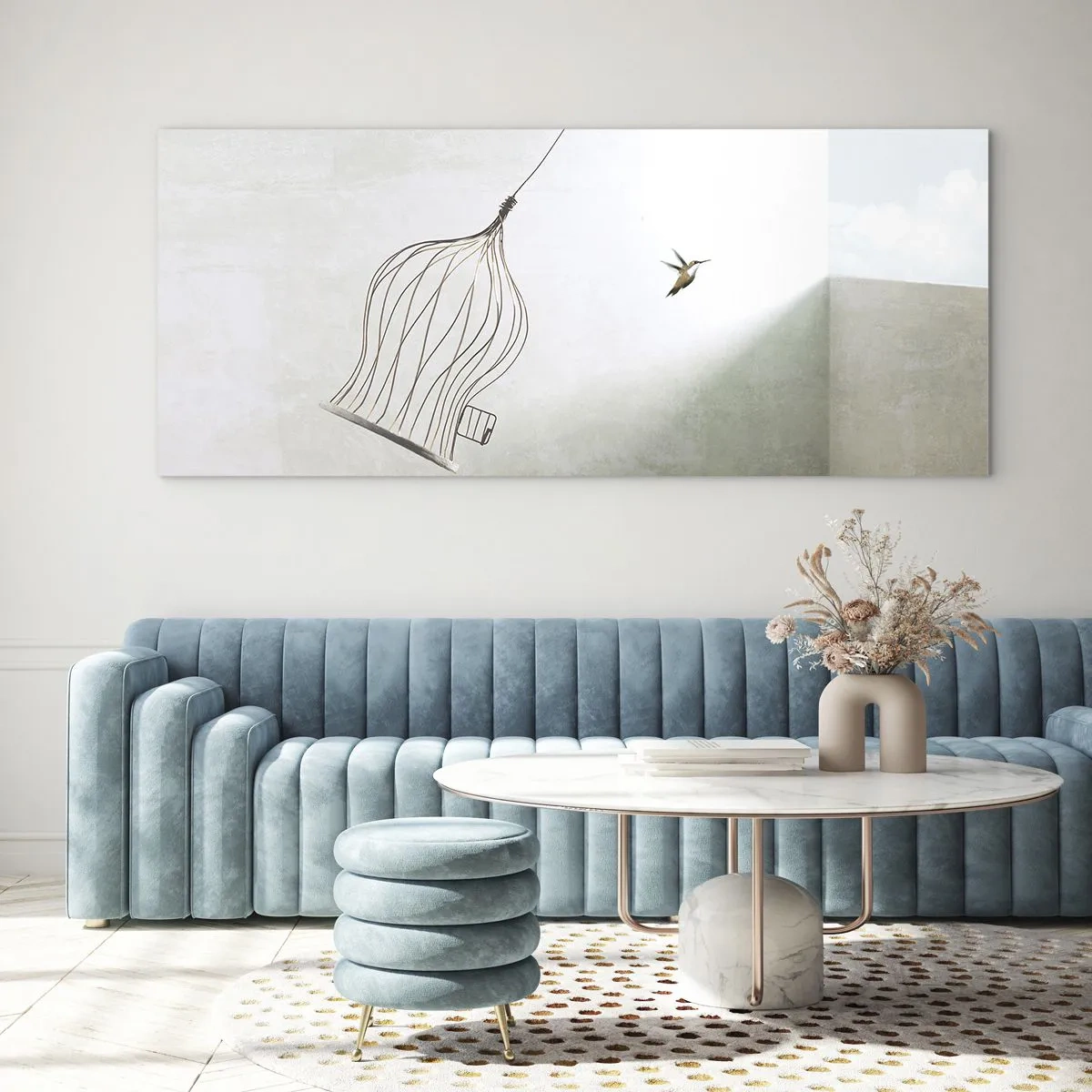 Quadro em vidro - Enfim a liberdade - 140x50 cm