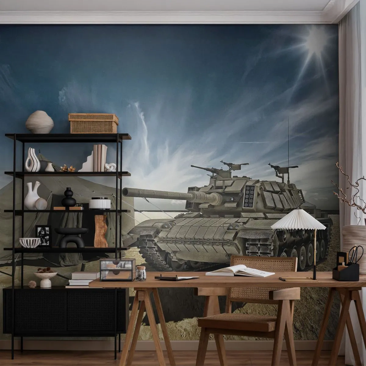 Papel de Parede Premium Sand - Sonho militar - Militares, Exército, Tanque - 100x70 cm