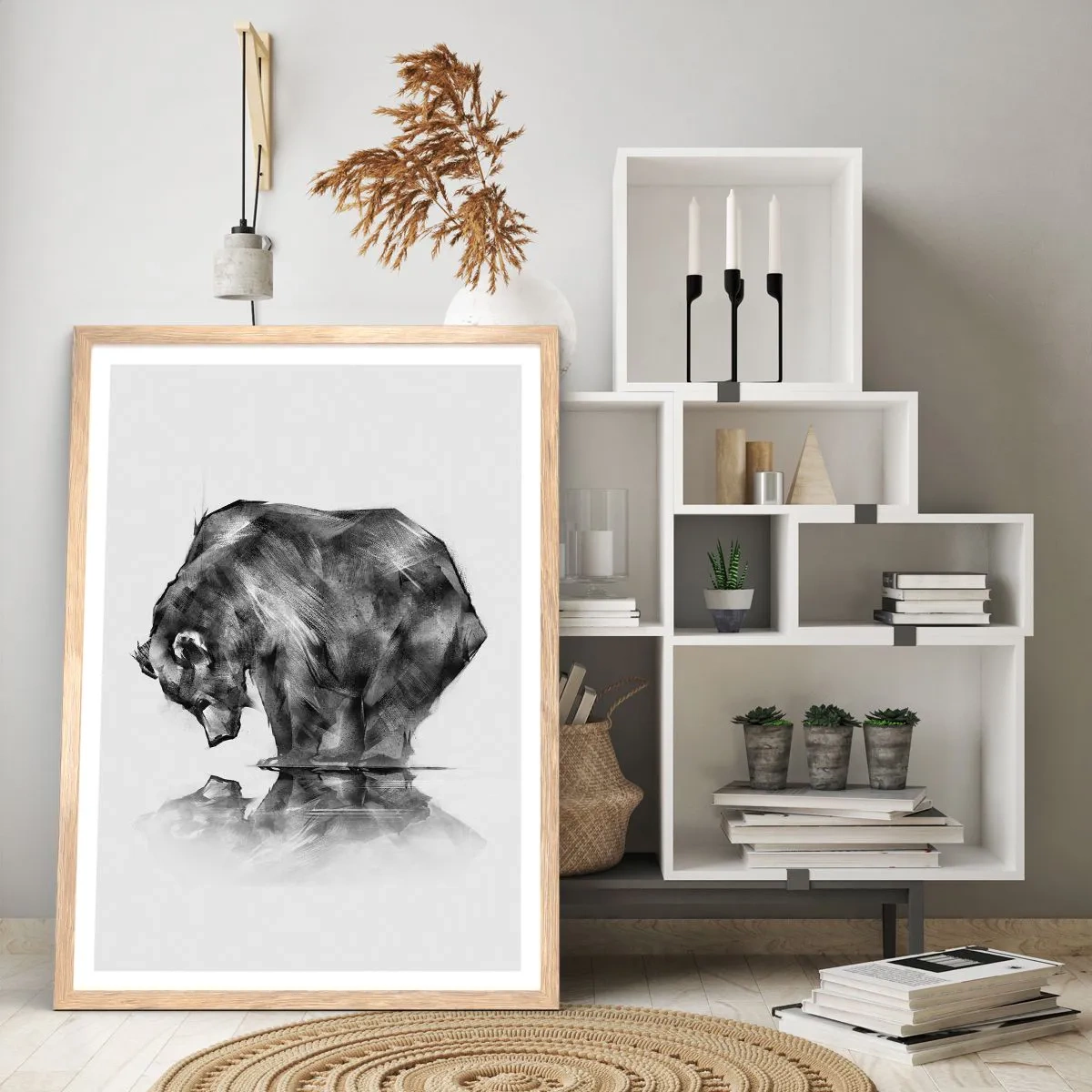 Pôster com moldura de carvalho claro - É bom ver alguém próximo - 50x70 cm