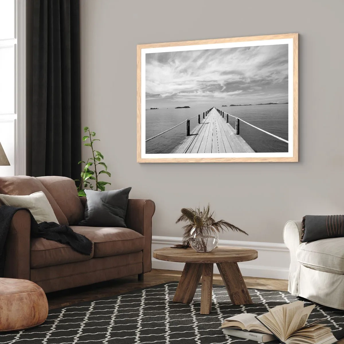 Pôster com moldura de carvalho claro - Talvez uma viagem... - 70x50 cm